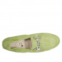 Woman's mocassin with chain and elastic band in green suede heel 2 - Available sizes:  45