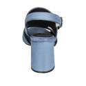 Sandalia para mujer en piel cortada color azul claro tacon 7 - Tallas disponibles:  42