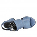 Sandale pour femmes en cuir coupé bleu clair talon 7 - Pointures disponibles:  42
