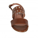Woman's sandal in brown leather heel 1 - Available sizes:  33, 43