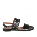 Woman's sandal in black leather heel 1 - Available sizes:  33, 42, 43, 44