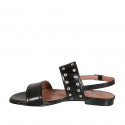 Sandale pour femmes en cuir noir talon 1 - Pointures disponibles:  33, 42