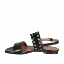 Woman's sandal in black leather heel 1 - Available sizes:  33, 42, 43, 44