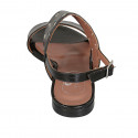 Sandale pour femmes en cuir noir talon 1 - Pointures disponibles:  33, 42