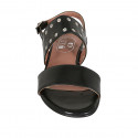 Sandale pour femmes en cuir noir talon 1 - Pointures disponibles:  33, 42, 43, 44