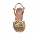 Sandale pour femmes avec courroie et chaîne en cuir beige talon 8 - Pointures disponibles:  32, 42, 43, 44