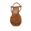 Sandale pour femmes en daim cognac avec courroie talon 5 - Pointures disponibles:  42