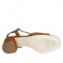 Sandale pour femmes en daim cognac avec courroie talon 5 - Pointures disponibles:  42