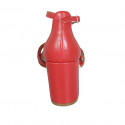 Woman's open shoe in red leather with strap block heel 8 - Available sizes:  42, 43