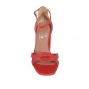 Woman's open shoe in red leather with strap block heel 8 - Available sizes:  42, 43, 44