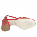 Woman's open shoe in red leather with strap block heel 8 - Available sizes:  42, 43