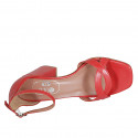 Chaussure ouverte pour femmes en cuir rouge avec courroie talon carré 8 - Pointures disponibles:  42, 43, 44