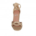Woman's open shoe in beige leather with strap block heel 8 - Available sizes:  43
