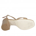 Woman's open shoe in beige leather with strap block heel 8 - Available sizes:  43