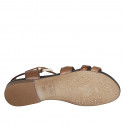 Sandale pour femmes avec fermeture éclair, boucle et goujons en cuir et cuir imprimé marron talon 1 - Pointures disponibles:  33, 44