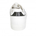 Man's laced shoe with removable insole in white and black leather - Available sizes:  47, 50