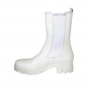 Woman's ankle boot with elastic bands in white leather heel 5 - Available sizes:  42