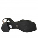 Woman's sandal with strap and knot in black and white leather heel 4 - Available sizes:  33, 34, 43, 44
