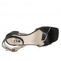 Sandale pour femmes avec courroie et nœud en cuir noir et blanc talon 4 - Pointures disponibles:  33, 43