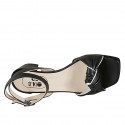 Woman's sandal with strap and knot in black and white leather heel 4 - Available sizes:  33, 34, 43, 44