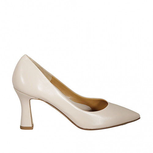nude leather with flared heel 