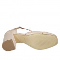 Chaussure ouverte pour femmes en cuir nue avec courroie salomé talon 8 - Pointures disponibles:  42, 44