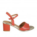 Woman's strap sandal in red leather heel 5 - Available sizes:  42