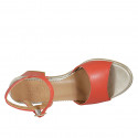 Sandale avec courroie pour femmes en cuir rouge talon 5 - Pointures disponibles:  42