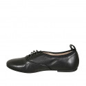 Zapato con cordones para mujer en piel negra tacon 1 - Tallas disponibles:  43