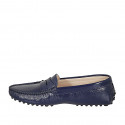 Woman's mocassin in blue patent leather - Available sizes:  45