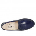 Woman's mocassin in blue patent leather - Available sizes:  45