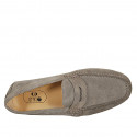Men's car shoe with removable insole in gray suede - Available sizes:  37, 47, 50