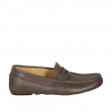 Men's car shoe with removable insole in brown leather - Available sizes:  37, 47