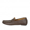 Men's car shoe with removable insole in brown leather - Available sizes:  37, 47