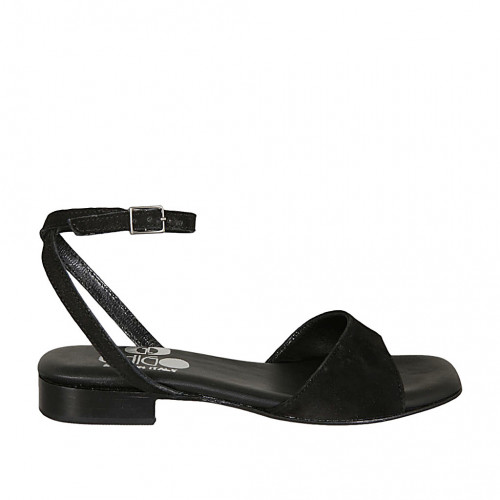Sandalia para mujer con cinturon en gamuza negra tacon 2