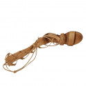 Woman's gladiator open shoe with zipper and laces in tan brown leather heel 2 - Available sizes:  34