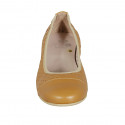 Woman's ballerina shoe in tan brown leather and pierced leather heel 1 - Available sizes:  43