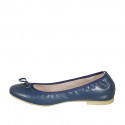 Woman's ballerina in blue leather with bow heel 1 - Available sizes:  42