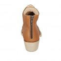 Stivaletto texano da donna con cerniera in pelle color cuoio tacco 5 - Misure disponibili: 42