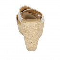 Mule pour femmes en daim et daim perforé beige avec plateforme et talon compensé 9 - Pointures disponibles:  42, 43