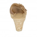 Mule pour femmes en daim et cuir cognac avec boucle talon compensé 7 - Pointures disponibles:  42