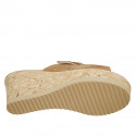 Mule pour femmes en daim et cuir cognac avec boucle talon compensé 7 - Pointures disponibles:  42