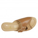 Mule pour femmes en daim et cuir cognac avec boucle talon compensé 7 - Pointures disponibles:  42