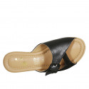 Mule pour femmes en daim et cuir noir avec boucle talon compensé 7 - Pointures disponibles:  42