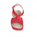 Sandalia para mujer en gamuza roja con plataforma cuña 7 - Tallas disponibles:  43