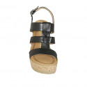 Sandalo da donna in pelle nera con plateau e zeppa 9 - Misure disponibili: 45