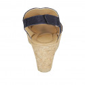 Sandalia para mujer con cierre de velcro en gamuza perforada azul cuña 7 - Tallas disponibles:  44, 45