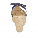 Sandale avec courroie pour femmes en daim bleu talon compensé 9 - Pointures disponibles:  42, 44
