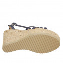 Sandale avec courroie pour femmes en daim bleu talon compensé 9 - Pointures disponibles:  42, 44