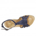 Sandale avec courroie pour femmes en daim bleu talon compensé 9 - Pointures disponibles:  42, 44